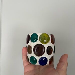 Mid-Century Modern Mosaic Glass Pebble Candle Holder made in Japan